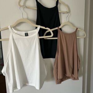 Women's Sleeveless Tops - Black, White, and Brown - Bundle - Crop Top